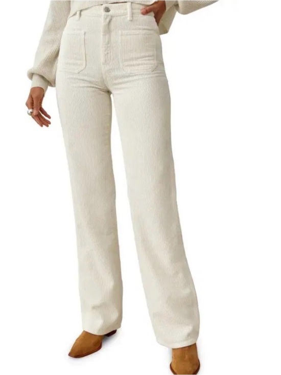 Reformation Pants - Reformation Cream Wide Leg Corduroy Pants
